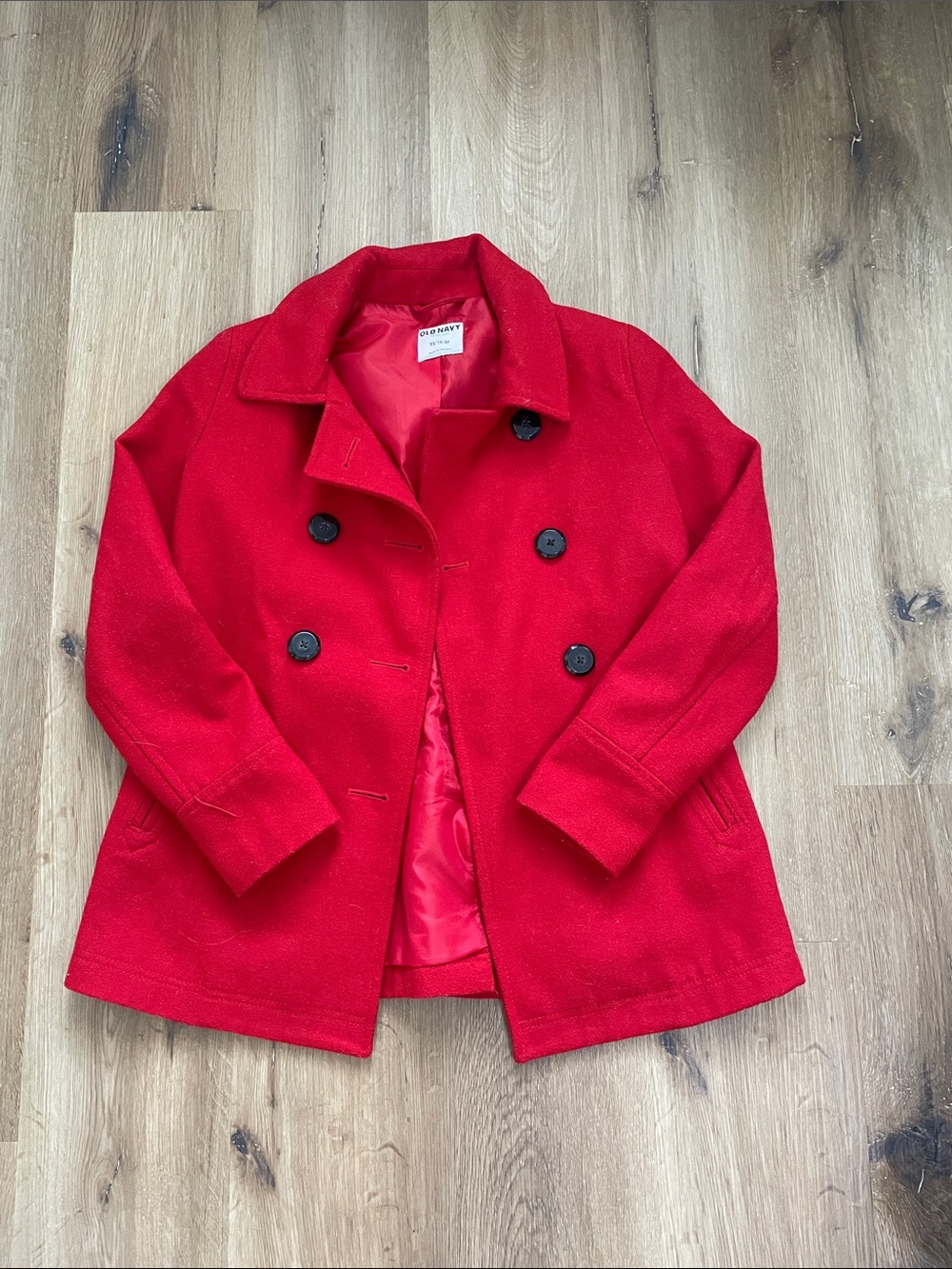 Old Navy Red Wool-Blend Double-Breasted Peacoat